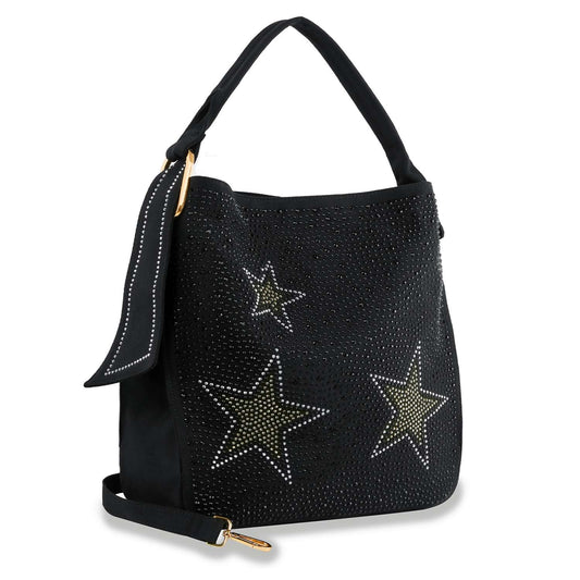 Sparkling Stars Denim Hobo Handbag