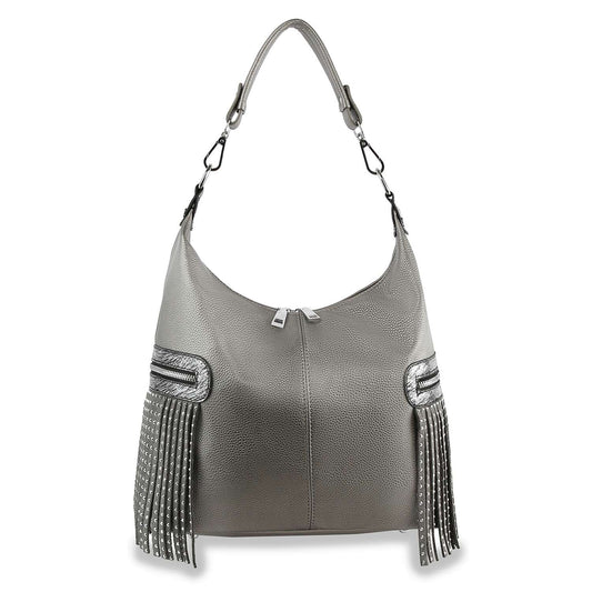 Fringe Accented Hobo Handbag