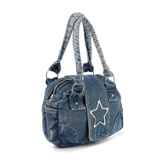 Star Accented Denim Fashion Bag