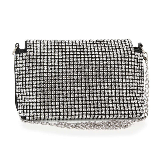 Twist Lock Rhinestone Clutch Shoulder Bag