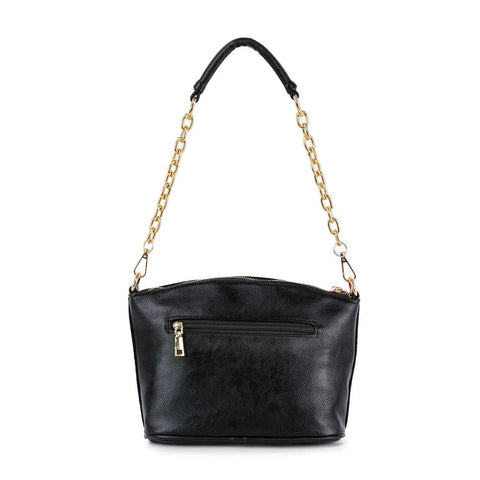 Chain Accented Rhinestone Design Hobo Handbag