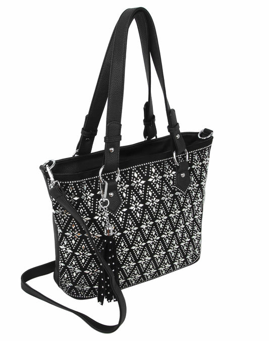 Sparkling Rhinestone Design Tote Handbag