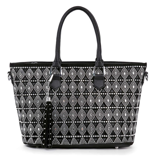 Rhinestone Patterned Tote Handbag