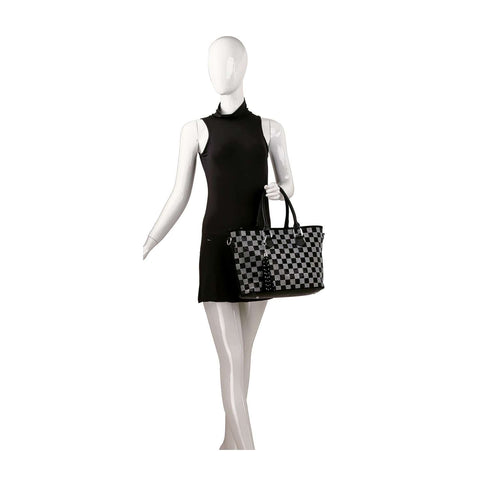 Checkerboard Rhinestone Design Tote Handbag
