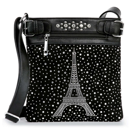 Rhinestone Eiffel Tower Design Crossbody Sling