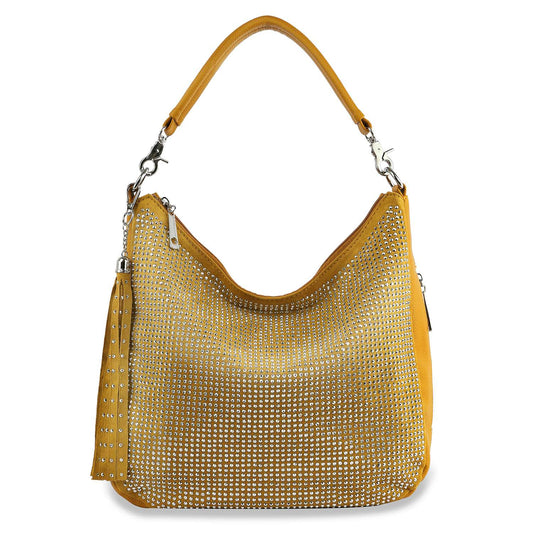 End Pocket Shimmering Stone Hobo Handbag