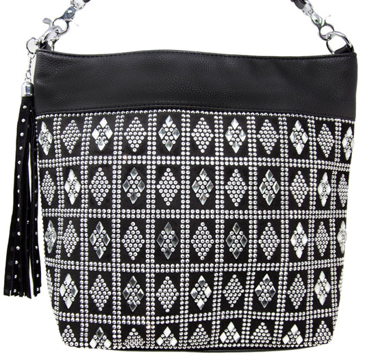 Sparkling Rhinestone Diamond Design Hobo