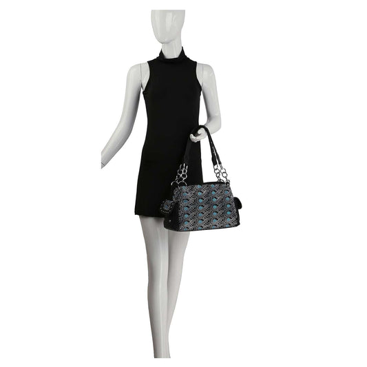 Patterned Rhinestone Shoulder Bag