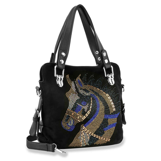 Horse Design Rhinestone Covered Handbag