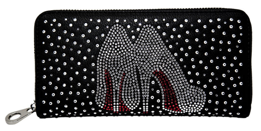 High Fashion Heels Rhinestone Accordion Wallet
