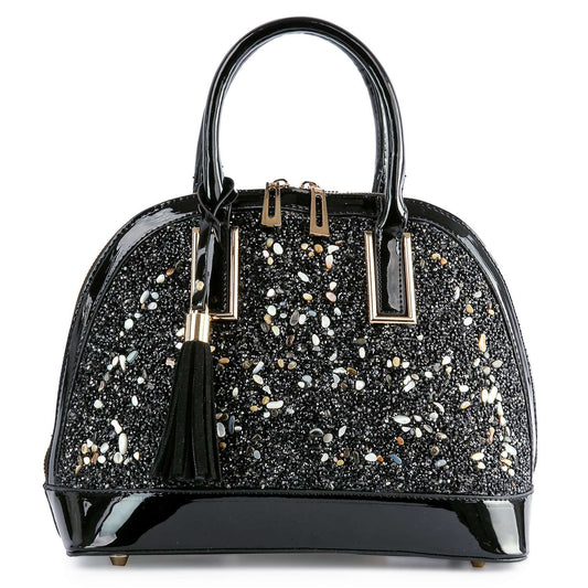 Dazzling Stone Bowler Handbag