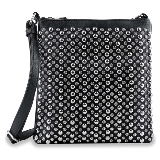Stud And Rhinestone Crossbody Sling