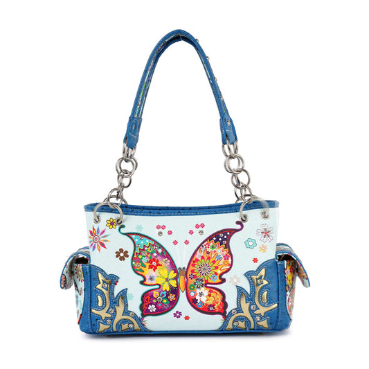 Colorful Butterfly Patterned Western Style Handbag
