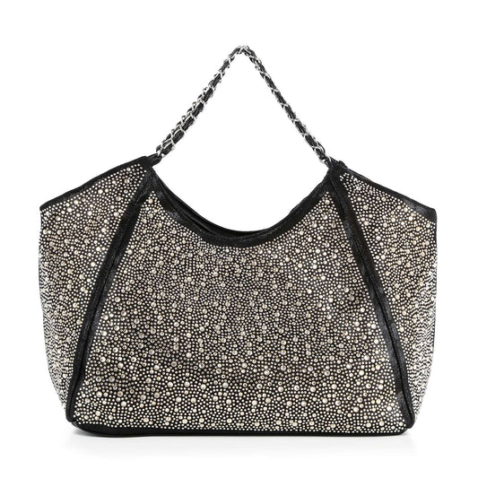 Stunning Quilted And Rhinestone Shoulder Bag