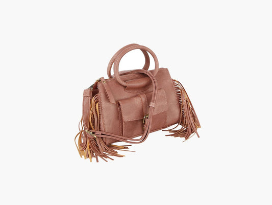 Fringe Accented Hand Tote Crossbody
