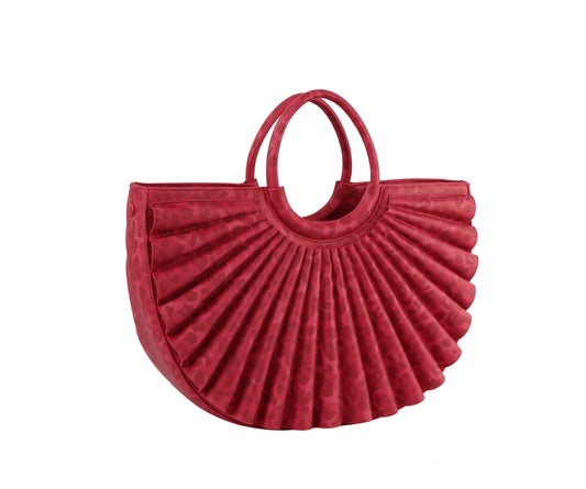 Pleated Design Leopard Print Tote