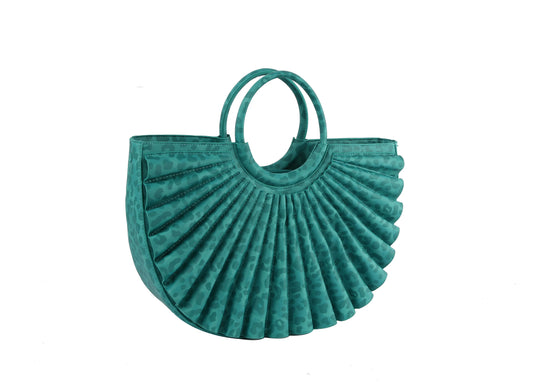 Pleated Design Leopard Print Tote