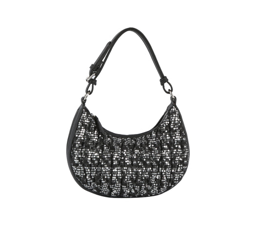 Denim And Sequin Hobo Handbag