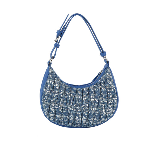 Denim And Sequin Hobo Handbag