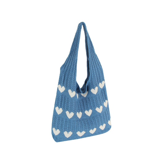 Heart Design Crochet Shoulder Bag