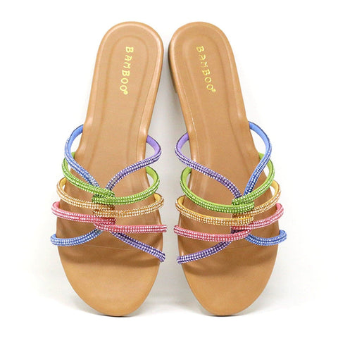 Colorful Rhinestone Slide Sandal