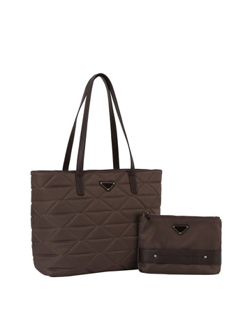 Quilted Design Tote  Handbag Two Piece Set