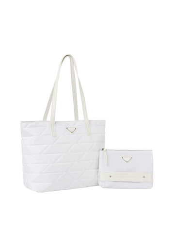 Quilted Design Tote  Handbag Two Piece Set