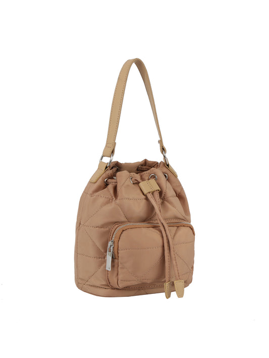 Quilted Design Nylon Drawstring Hobo