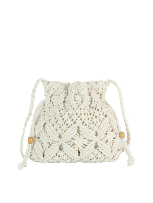 Crochet Drawstring Woven Crossbody Sling