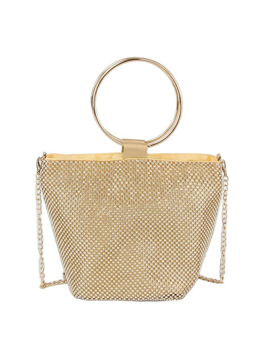 Metal Mesh Rhinestone Hand Tote