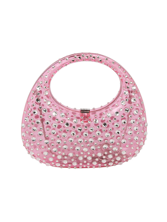 Rhinestone Embellished Unique Clear Shoulder Bag Clutch