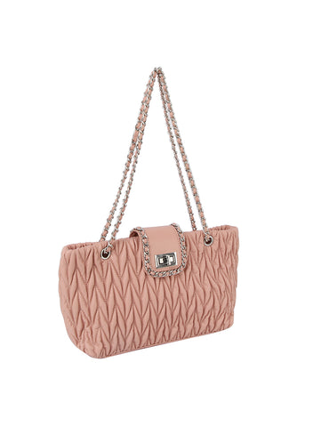 Quilted Chain Accented Shoulder Bag