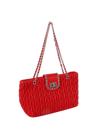 Quilted Chain Accented Shoulder Bag