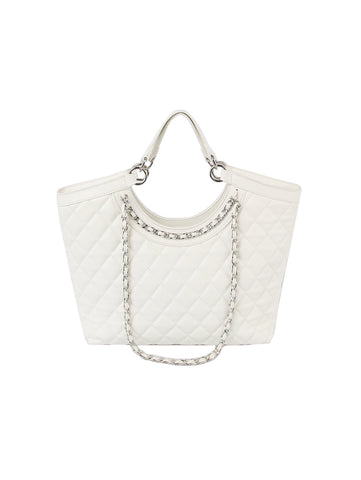 Classic Quilted Chain Accented Tote Handbag