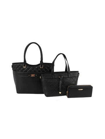 Stunning Three Piece Embossed Tote Handbag Set