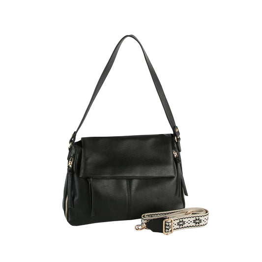 Unique Foldover Design Hobo Handbag