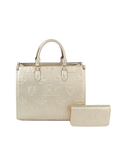 Embossed Signature Print Tote Handbag Set