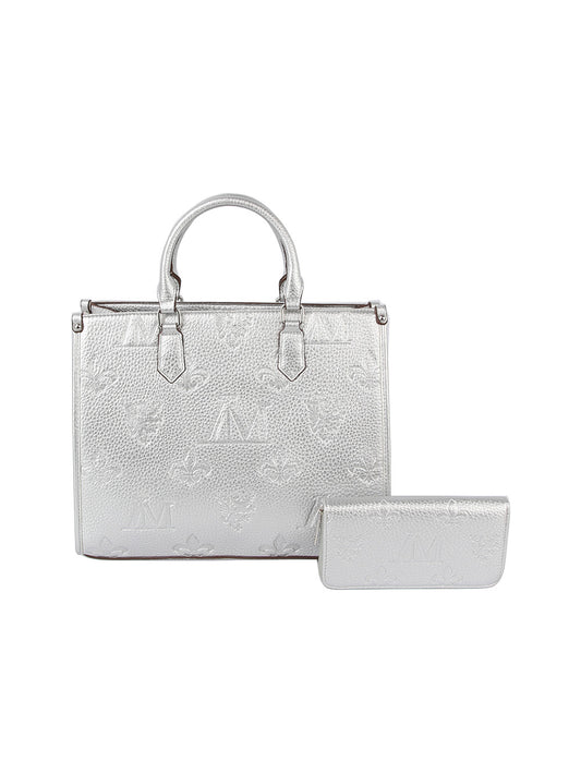 Embossed Signature Print Tote Handbag Set