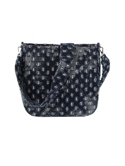 Distressed Denim Boho Hobo Handbag