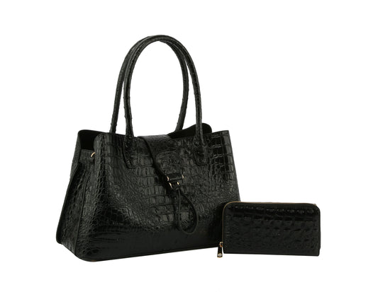 Alligator Embossed Hand Tote Set