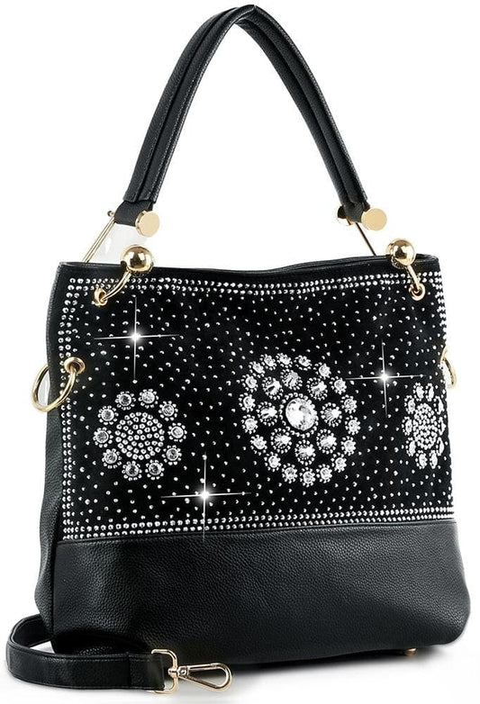 Unique Stone Pattern Hobo Handbag - Black