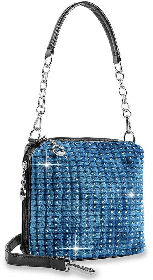 Pleated Rhinestone Accented Shoulder Bag