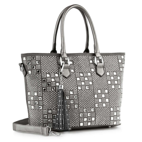 Bling Checkerboard Design Tote Handbag