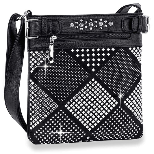 Diamond Bling Crossbody Sling - Black