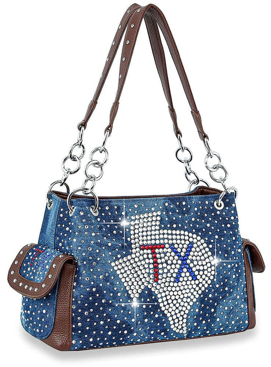 Texas Bling Denim Shoulder Bag