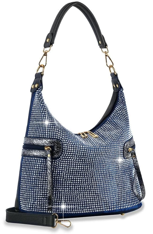 Side Pocket Rhinestone Hobo Handbag