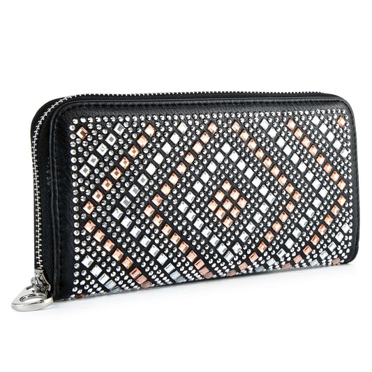 Rhinestone Design Accordion Wallet