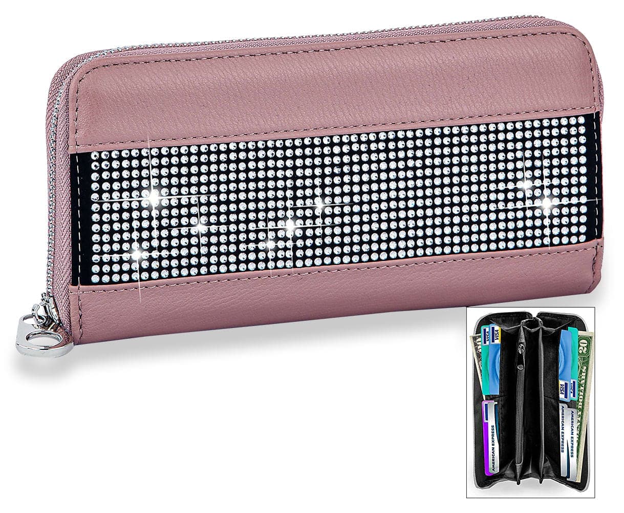 Sparkling Stone Accordion Wallet - Blush – handbagexpress