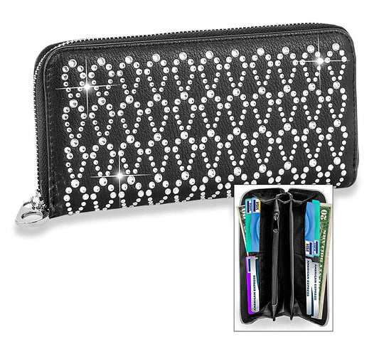 Sparkling Rhinestone Design Wallet - Black