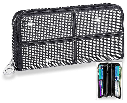 Four Square Design Accordion Wallet - Black